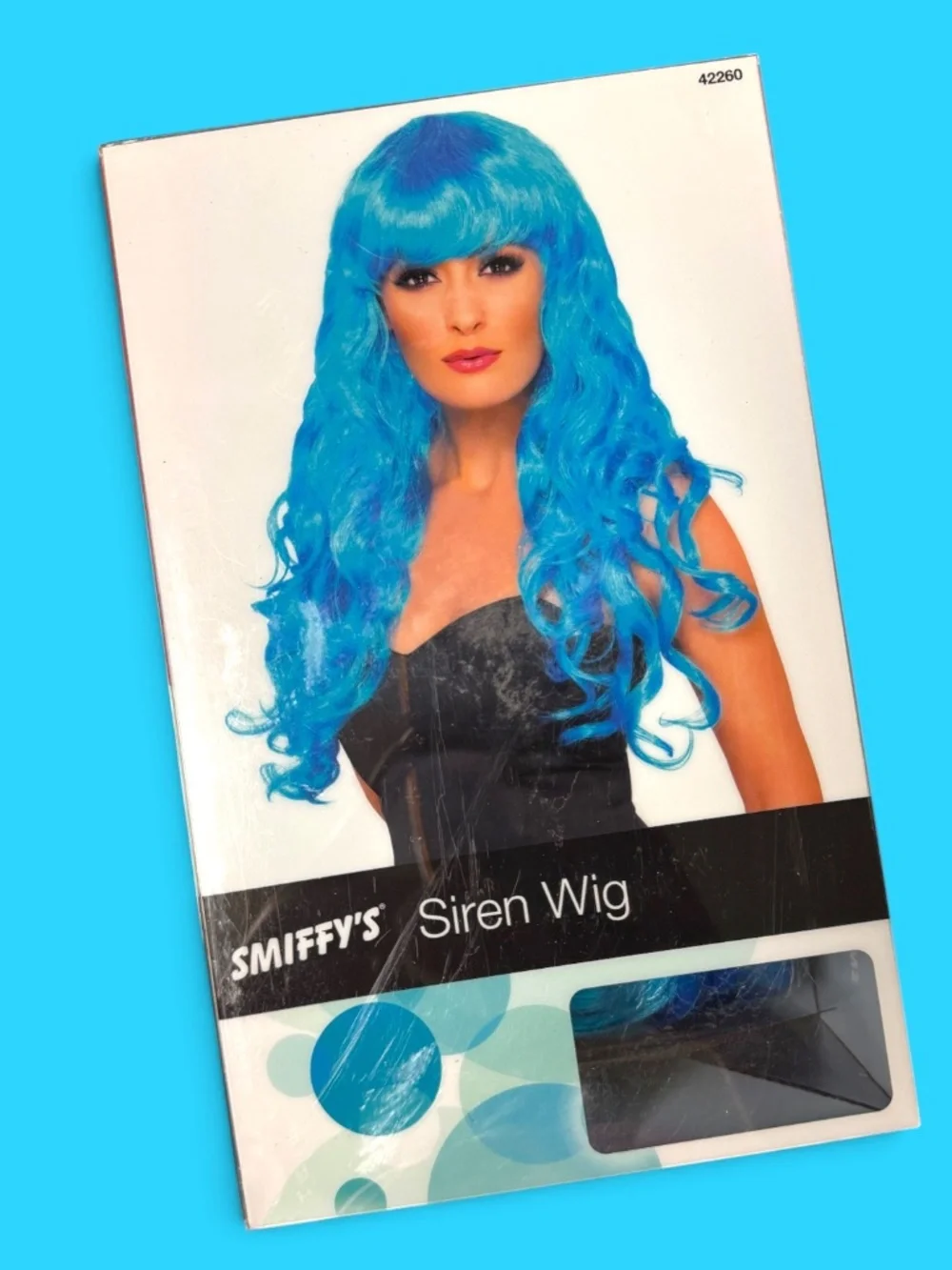 Smiffy's Neon Blue Siren Wig Long Curly Mermaid Cosplay Halloween